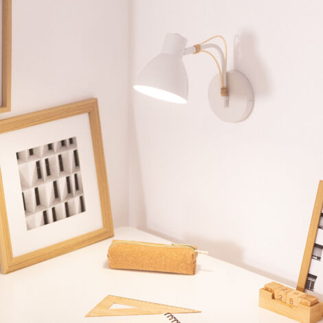 Lampada da Parete Orientabile Legno e Metallo Cubal Bianco