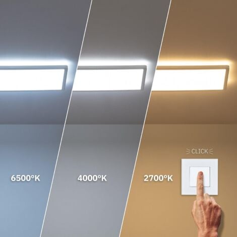 Plafoniera LED 24W Rettangolare CCT 580x200 mm Doppia Luce SwitchCCT Selezionabile (Caldo-Naturale-Freddo)