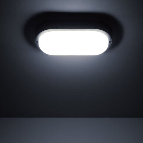 Plafoniera LED 25W Ovale per Esterni 96x198 mm IP65 Hublot Black 6500K Bianco Freddo
