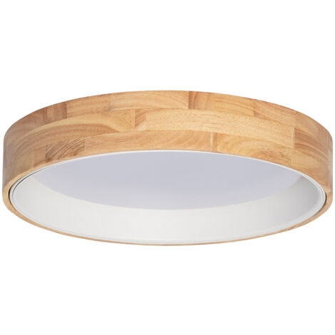 Plafoniera LED 20W Circolare Legno Ø470 mm CCT Selezionabile Dari Bianco