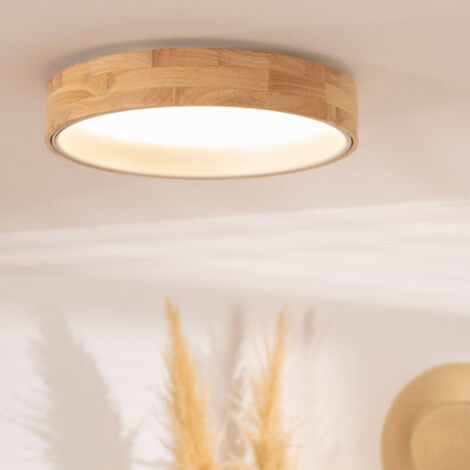 Plafoniera LED 20W Circolare Legno Ø470 mm CCT Selezionabile Dari Bianco