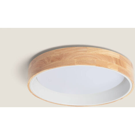 Plafoniera LED 20W Circolare Legno Ø470 mm CCT Selezionabile Dari Bianco
