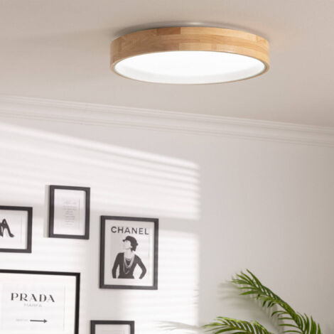 Plafoniera LED 30W Circolare Legno Ø570 mm CCT Selezionabile Dari Bianco