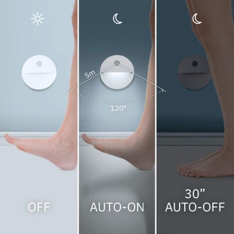 SOAIY 2 Pezzi Luce Notturna Led Luce Sensore Di Movimento Luce Da Presa 3 Modalità ON/OFF/AUTO Per Bambini Camera, Bagno, Soggiorno, Corridoio, Ecc - Foto 9