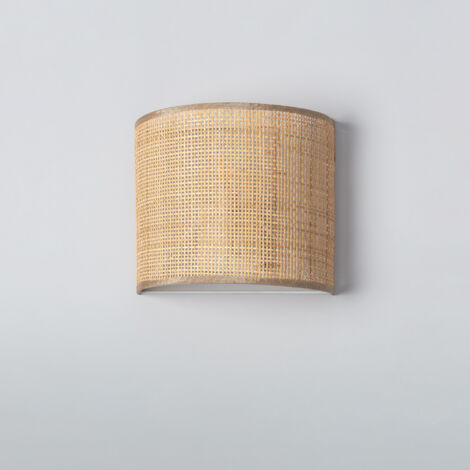 Applique Da Parete In Rattano Fatto A Mano - Lampada E27 Stile Bohémien Per Interni Ed Esterni - Foto 7