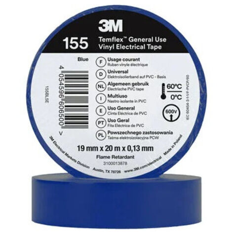 Nastro Isolante Temflex 155 PVC 19mm x 20m 3M 7100184744 Azzurro