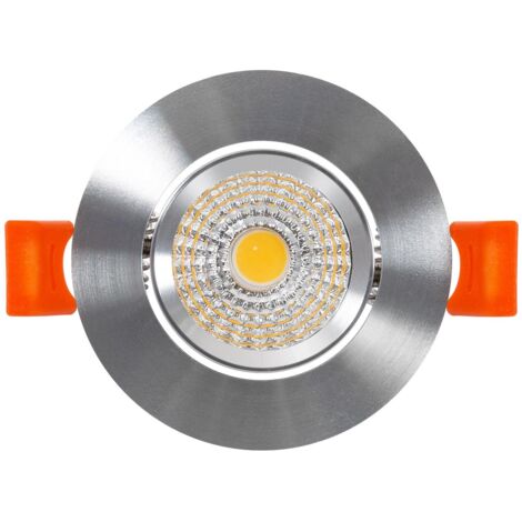 Faretto Downlight LED 5W Circolare COB CRI90 Foro Ø 55 mm Argento Bianco Freddo No Flicker 5000K