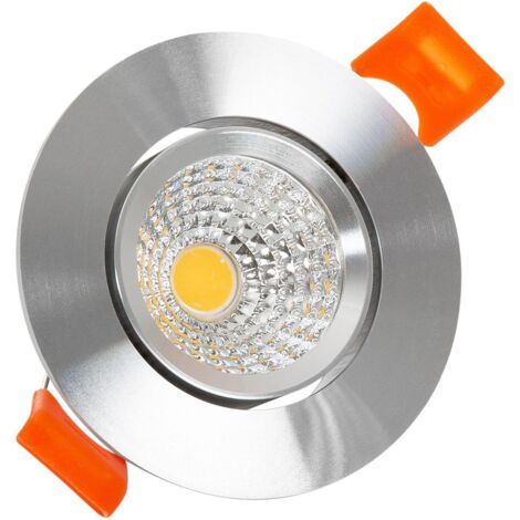 Faretto Downlight LED 5W Circolare COB CRI90 Foro Ø 55 mm Argento Bianco Freddo No Flicker 5000K