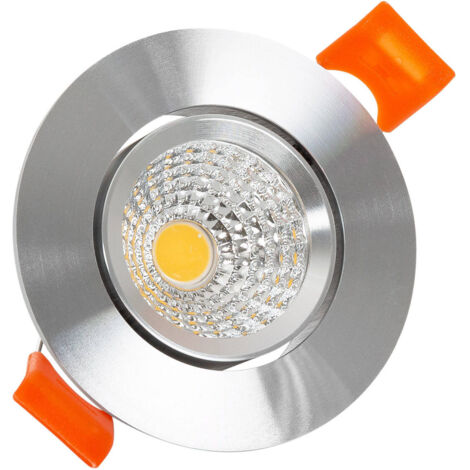 Faretto Downlight LED 5W Circolare COB CRI90 Foro Ø 55 mm Argento Bianco Freddo No Flicker 5000K