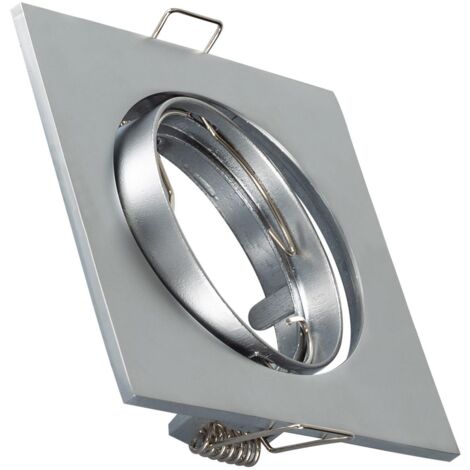 Portafaretto Downlight Quadrato Basculante per Lampadina LED GU10 / GU5.3 Foro Ø 72 mm Argento