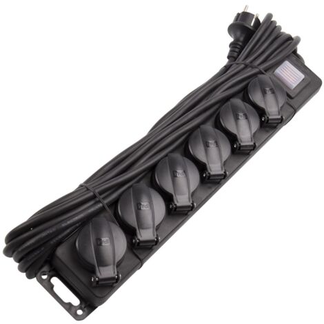 Ciabatta Multipla 6 Prese Tipo F Schuko IP44 10m Nero