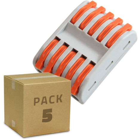 Pack 5 connettori rapidi 5 ingressi e 5 uscite SPL-5 per cavi elettrici  0,08-4 mm² 40.30 mm0.08-4mm²