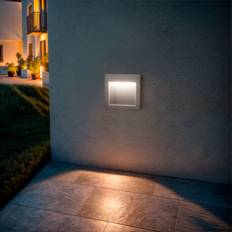 Segnapasso per Esterno LED 4W Incasso Parete Quadrato Bianco Natt  4000K Bianco Naturale
