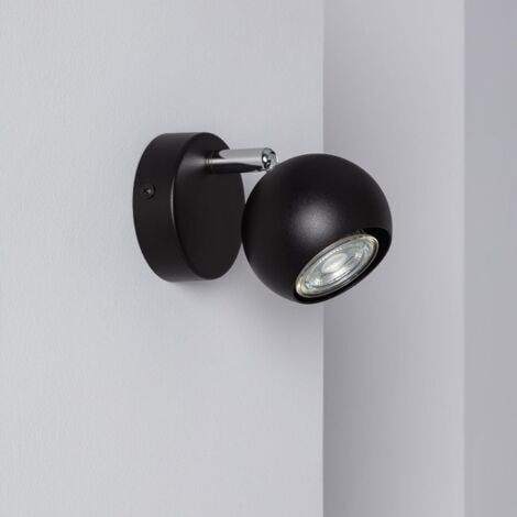 Lampada da Parete in Alluminio Orientabile 1 Faretto Ates Nero Nero
