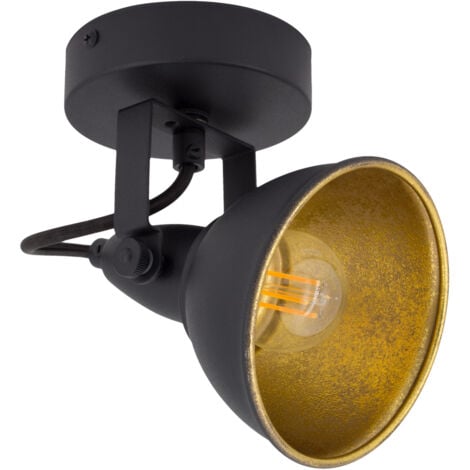 Lampada da Parete Orientabile in Alluminio 1 Faretto Emer Nero  Nero