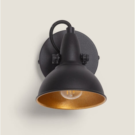 Lampada da Parete Orientabile in Alluminio 1 Faretto Emer Nero  Nero