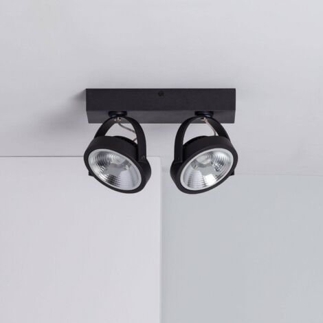 Faretto LED da Superficie Orientabile AR111 30W Regolabile Nero CREE Bianco Caldo 2700K