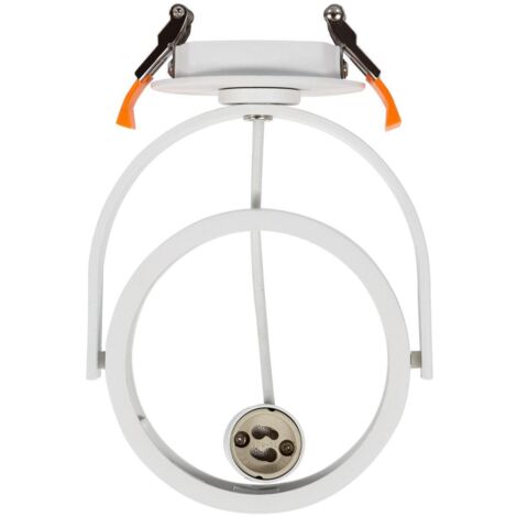 LEDKIA LIGHTING Portafaretto Downlight Circolare Design Bianco Per Lampadina LED GU10/GU5.3, Foro 70 Mm, Alluminio, IP20, Altezza 2 Cm, Diametro 8 Cm