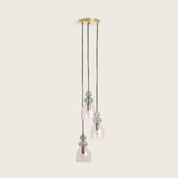 Lampada a Sospensione Metallo e Vetro Tri Baudelaire Rosa