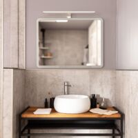 Specchio bagno LED 105x70 cm con lampada 80 cm