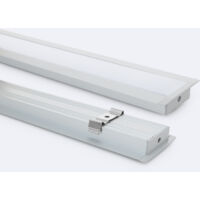Profilo in Alluminio da Incasso con Coperchio Continuo per Striscia LED fino a 31 mm Alluminio 2 m Bianco traslucido