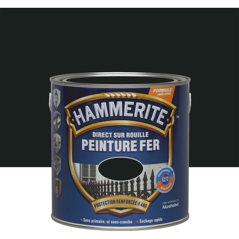 Peinture Direct Sur Rouille Mat Noir Ferronnerie 2,5 L - Hammerite 2