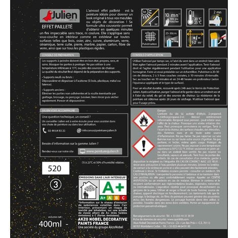 Peinture aérosol Effet Pailleté multi-supports - Argent - 400 ml - Julien