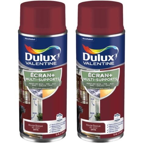ECRAN+ MULTI-SUPPORTS EXTERIEURE Satin - Lot de 2 aérosols en phase aqueuse - Rouge Basque 400 ml - Dulux Valentine