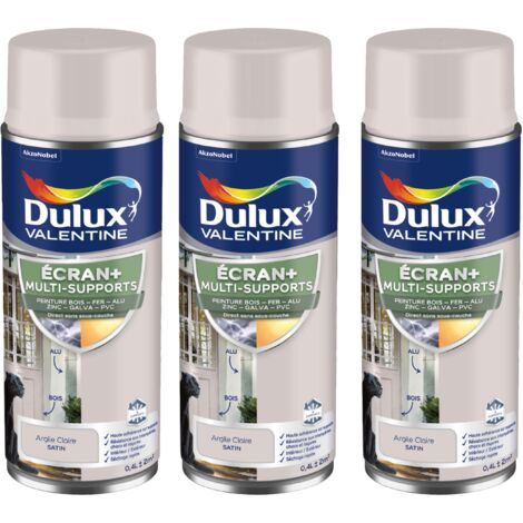 ECRAN+ MULTI-SUPPORTS EXTERIEURE Satin - Lot de 3 aérosols en phase aqueuse - Argile Claire 400 ml - Dulux Valentine