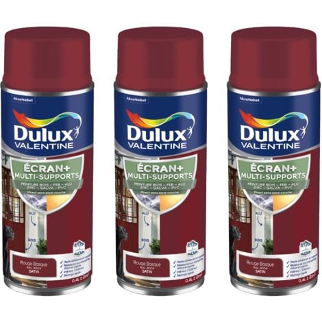 ECRAN+ MULTI-SUPPORTS EXTERIEURE Satin - Lot de 3 aérosols en phase aqueuse - Rouge Basque 400 ml - Dulux Valentine
