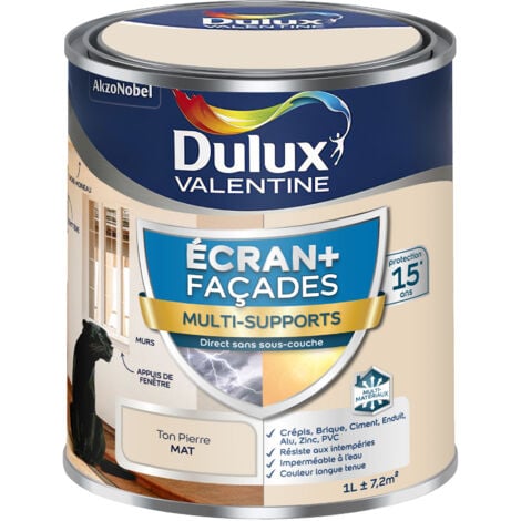 Peinture Ecran+ Multi-Supports Façade - protection 15 ans sur 15 matériaux - Mat Ton Pierre 1 L