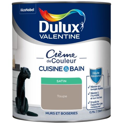 Dulux Valentine Peinture Intérieure Crème de Couleur Cuisine et Salle de bain - Satin Taupe 0,75 L
