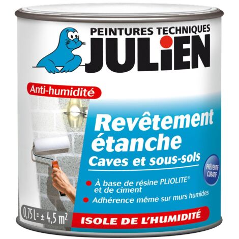 Julien – Écran total étanche intérieur antihumidité 750ml – Résine Pliolite® microporeuse – Pour surfaces plâtrées et béton – Rendement 6m²/L (1/5)