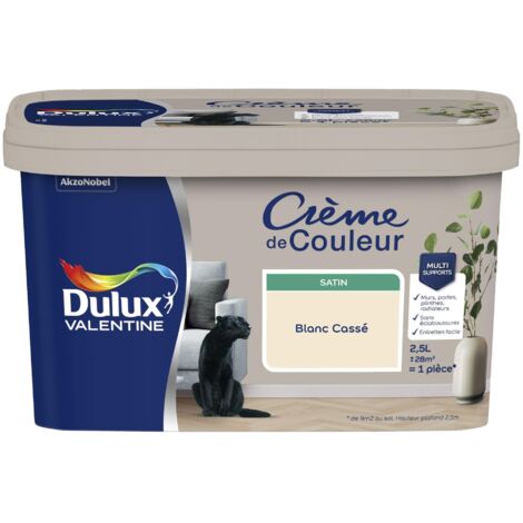 Peinture Crème De Couleur Satin Blanc Cassé 2,5 L - Dulux Valentine (1/5)