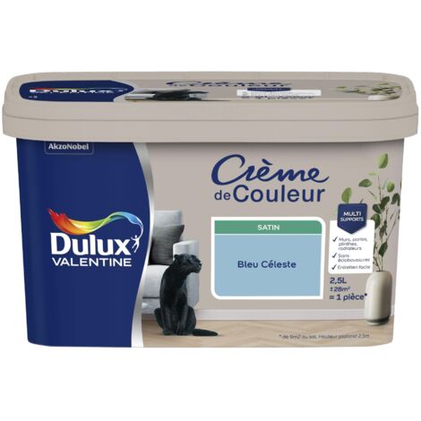 Peinture Crème De Couleur Satin Bleu Céleste 2,5 L - Dulux Valentine