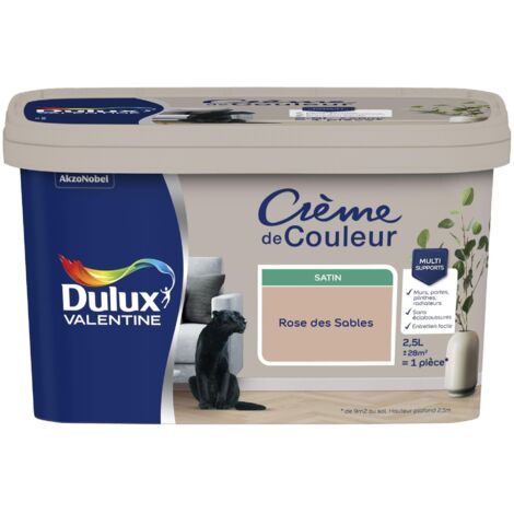 Peinture Crème De Couleur Satin Rose des Sables 2,5 L - Dulux Valentine