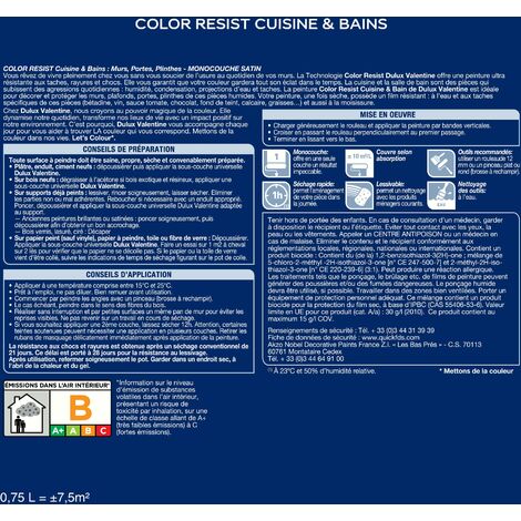 Peinture Color Resist Cuisine & Bains Satin Bleu Gris 0,75 L - Dulux Valentine