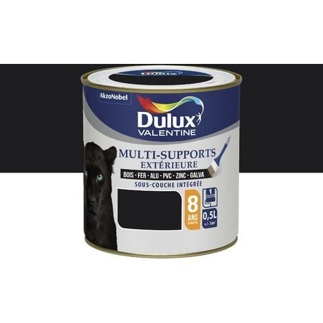 Peinture Multi-Supports Extérieure Satin Noir (RAL 9005) 0,5 L - Dulux Valentine