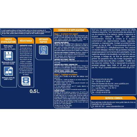 Peinture Multi-Supports Extérieure Satin Titane 0,5 L - Dulux Valentine