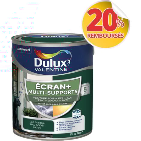 ECRAN+ MULTI-SUPPORTS EXTERIEURE - Peinture en Phase Aqueuse Éxtérieur - Satin Vert Pays Basque 2 L - Dulux Valentine