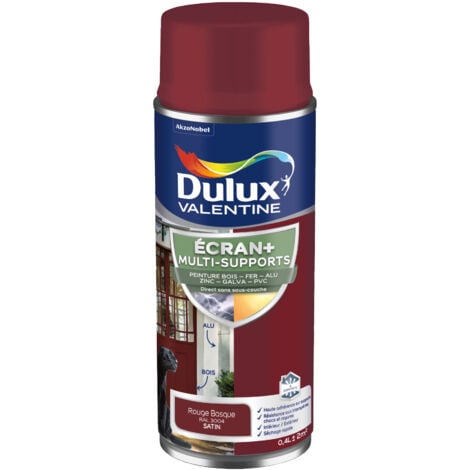 ECRAN+ MULTI-SUPPORTS EXTERIEURE - Peinture en Phase Aqueuse Éxtérieur - Satin Rouge Basque aérosol 400 ml - Dulux Valentine