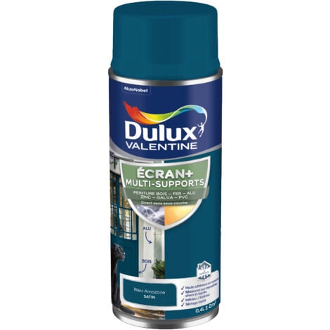 ECRAN+ MULTI-SUPPORTS EXTERIEURE - Peinture en Phase Aqueuse Éxtérieur - Satin Bleu Amazone aérosol 400 ml - Dulux Valentine