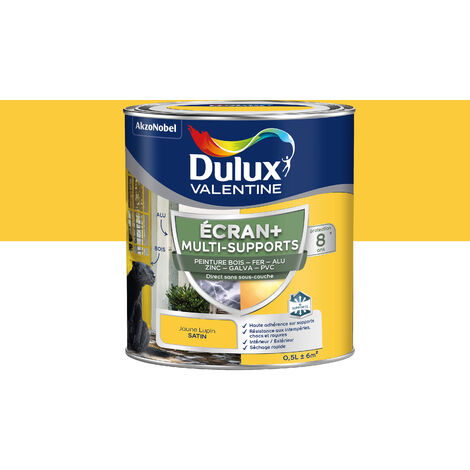 ECRAN+ MULTI-SUPPORTS EXTERIEURE - Peinture en Phase Aqueuse Éxtérieur - Satin Jaune Lupin 0,5 L - Dulux Valentine