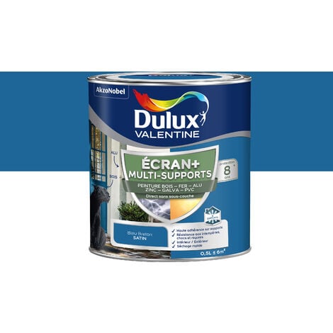 ECRAN+ MULTI-SUPPORTS EXTERIEURE - Peinture en Phase Aqueuse Éxtérieur - Satin Bleu Breton 0,5 L - Dulux Valentine