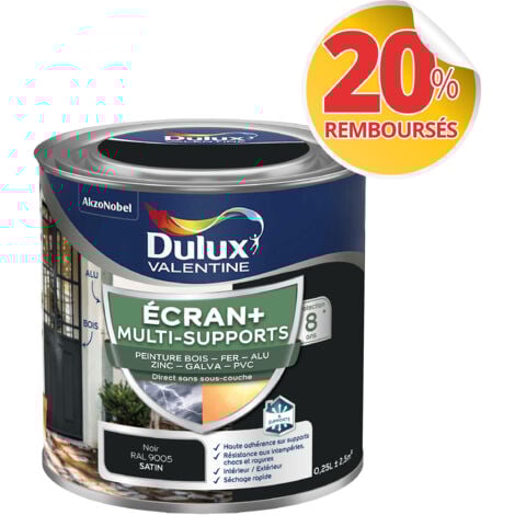 ECRAN+ MULTI-SUPPORTS EXTERIEURE - Peinture en Phase Aqueuse Éxtérieur - Satin Noir 0,25 L - Dulux Valentine