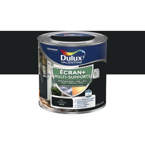 ECRAN+ MULTI-SUPPORTS EXTERIEURE - Peinture en Phase Aqueuse Éxtérieur - Satin Noir 0,25 L - Dulux Valentine
