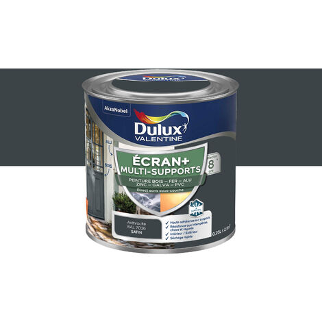 ECRAN+ MULTI-SUPPORTS EXTERIEURE - Peinture en Phase Aqueuse Éxtérieur - Satin Gris Anthracite 0,25 L - Dulux Valentine