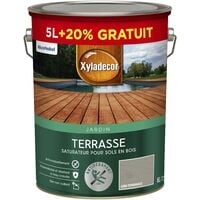 Saturateur pour sol exterieur en bois - Terrasses - aspect mat gris tendance 6 L (5 L + 1 L gratuit) - Xyladecor