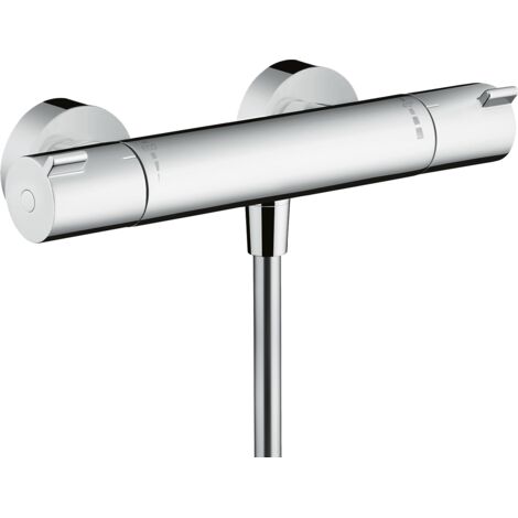 Hansgrohe – Mitigeur thermostatique de douche chromé – Sécurité anti-brûlure à 40°C – Débit 17 l/min – Installation facile avec raccords S standards
