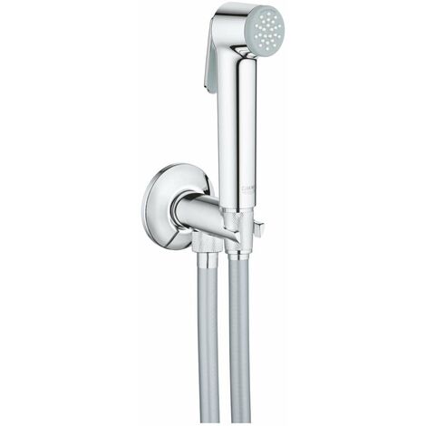 Robinet d'arrêt avec douchette bidet – Finition chromée GROHE StarLight – Flexible Silverflex 1000 mm – Résistance thermique jusqu'à 75 °C – 26358000